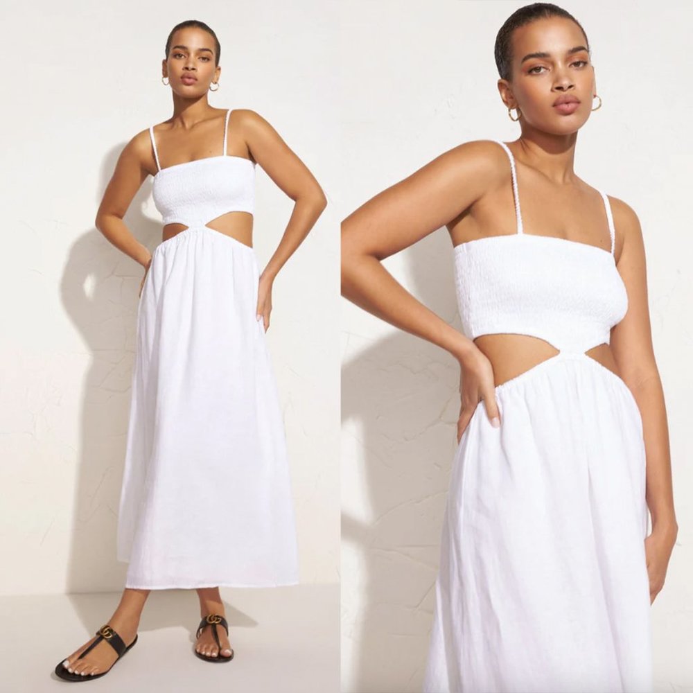 Faithfull the Brand Tayari Midi Dress Plain White